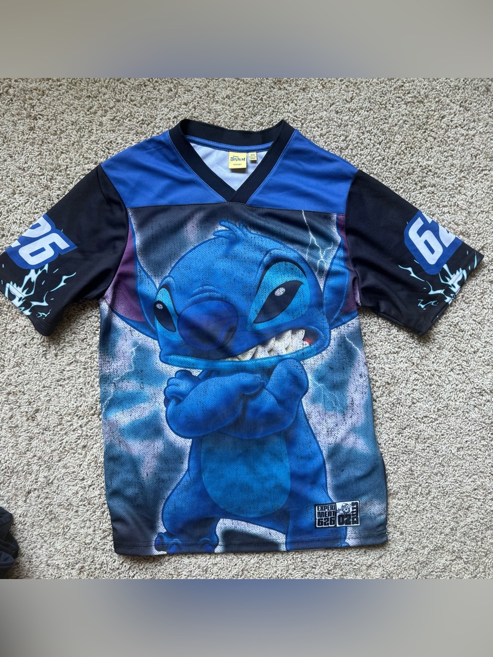Disney Blue Stitch Graphic Jersey with Black Sleeves